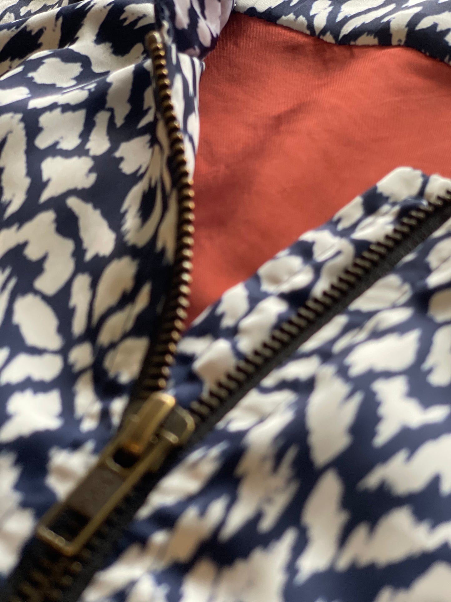 Navy and white women's lightweight bomber jacket