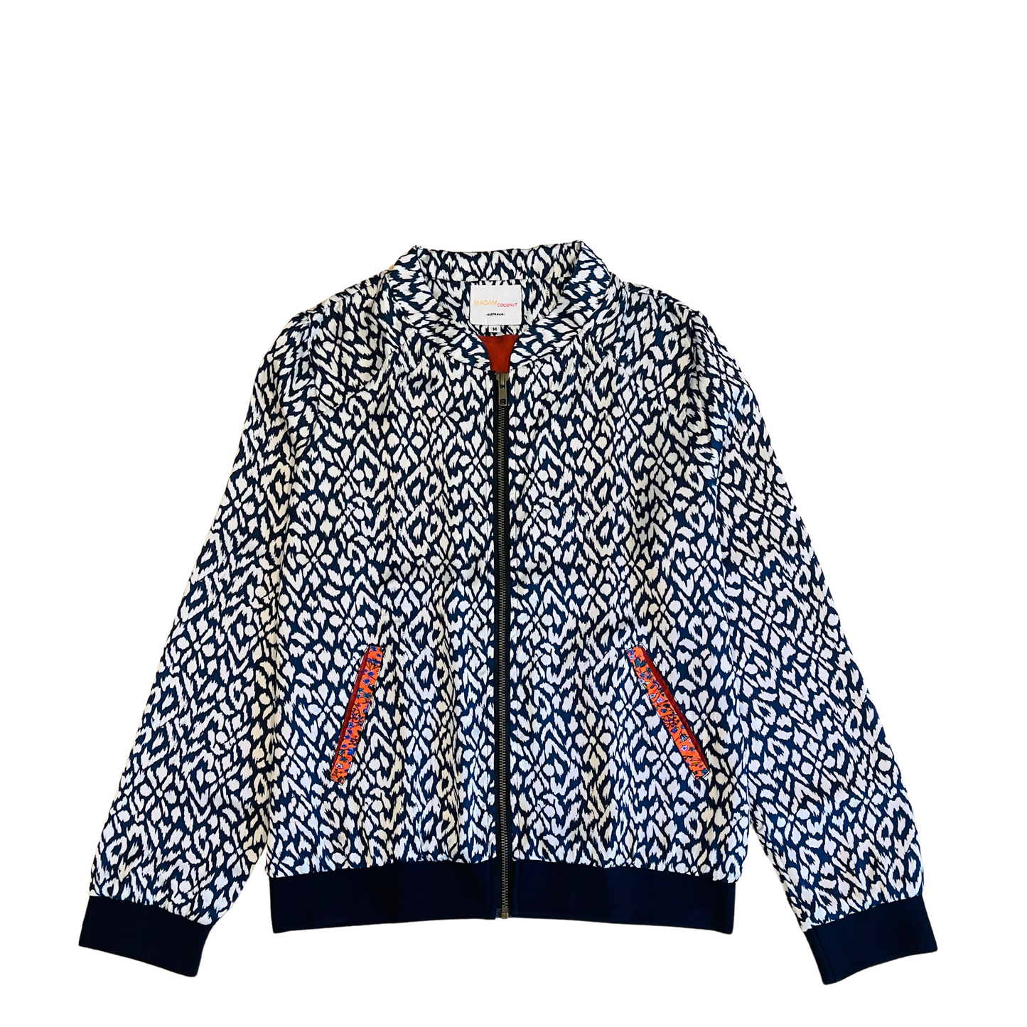 Navy and white women's lightweight bomber jacket  