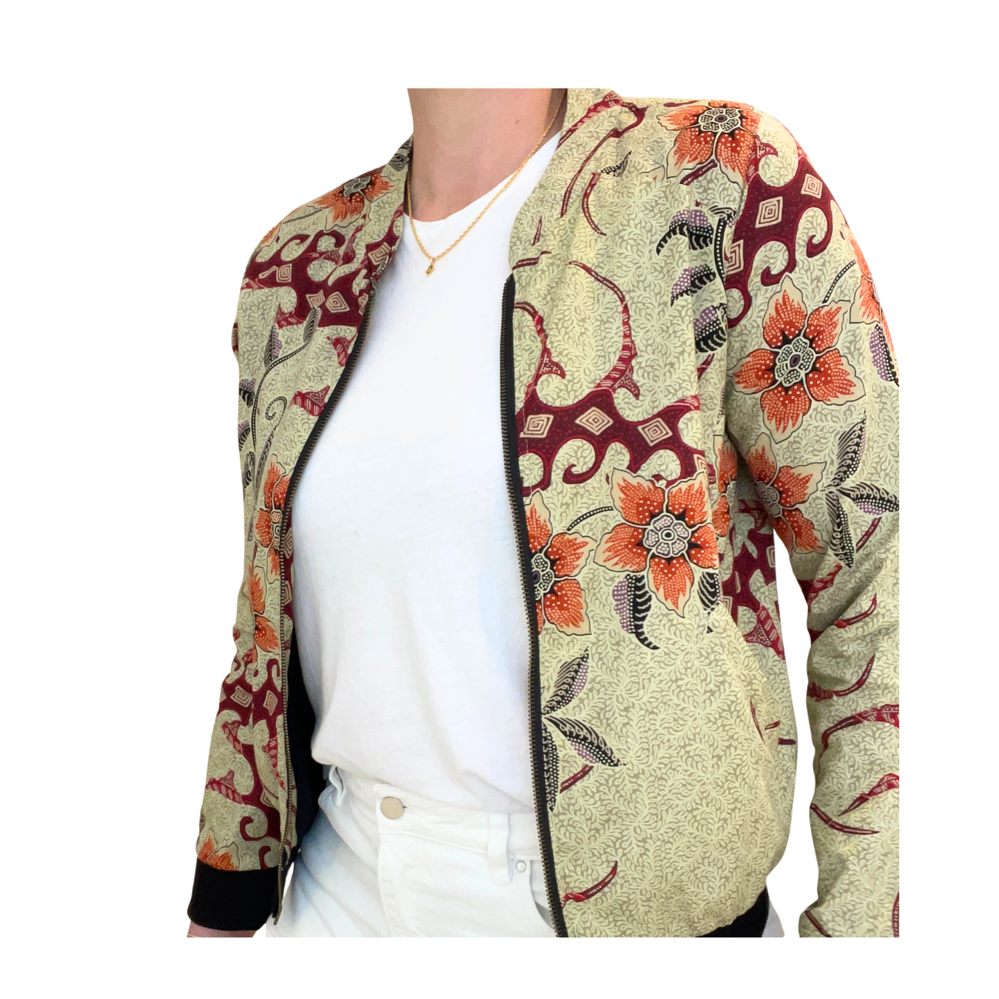Women's cotton floral bomber jacket