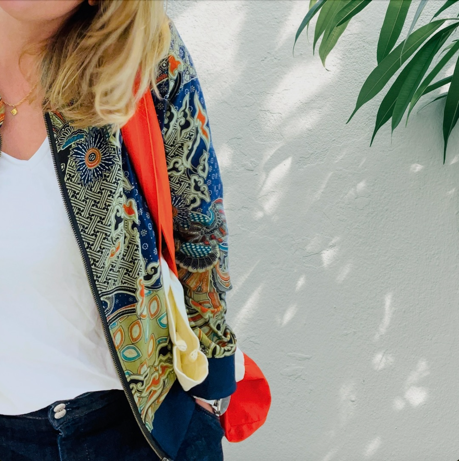 Navy women's cotton bomber jacket